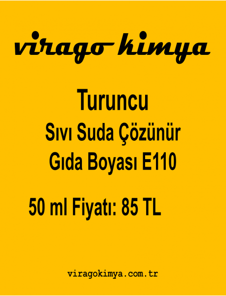 50 ml Turuncu Sıvı Suda Çözünür Gıda Boyası (E110)