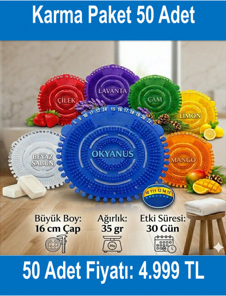 Toptan Pisuvar Koku Giderici Süzgeç - (48 + 2) 50 Adet Karma Paket 