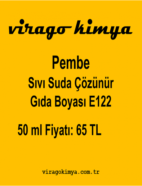 50 ml Pembe Sıvı Suda Çözünür Gıda Boyası (E122)